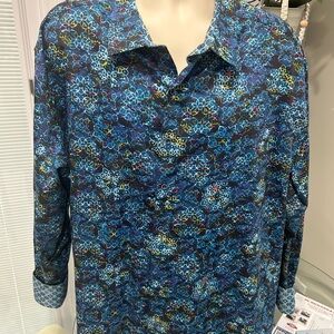 Robert Graham Blue and Yellow Floral Button Down Shirt